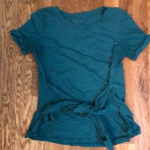 Medium teal t-shirt with cute wrap belt.